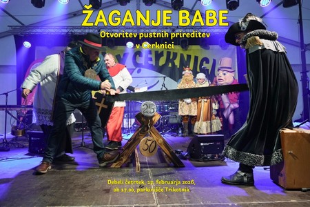 Pust v Cerknici 2026 - Žaganje babe