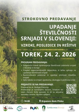Upadanje številčnosti srnjadi v Sloveniji: vzroki, posledice in rešitve, vabilo na predavanje