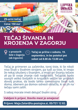 Tečaj šivanja, vabilo