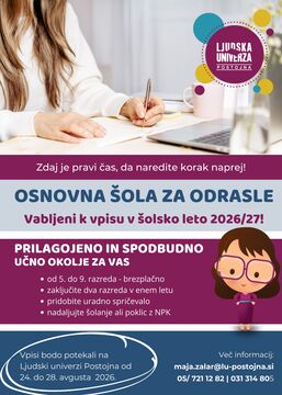 OŠ za odrasle 2026, vabilo k vpisu