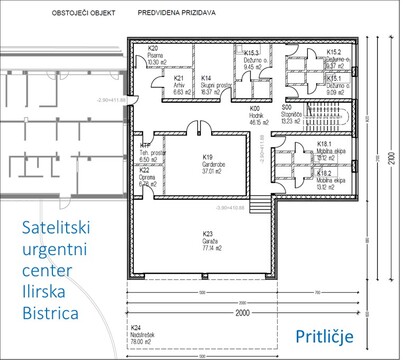 Prikaz notranjih prostorov v pritličju 